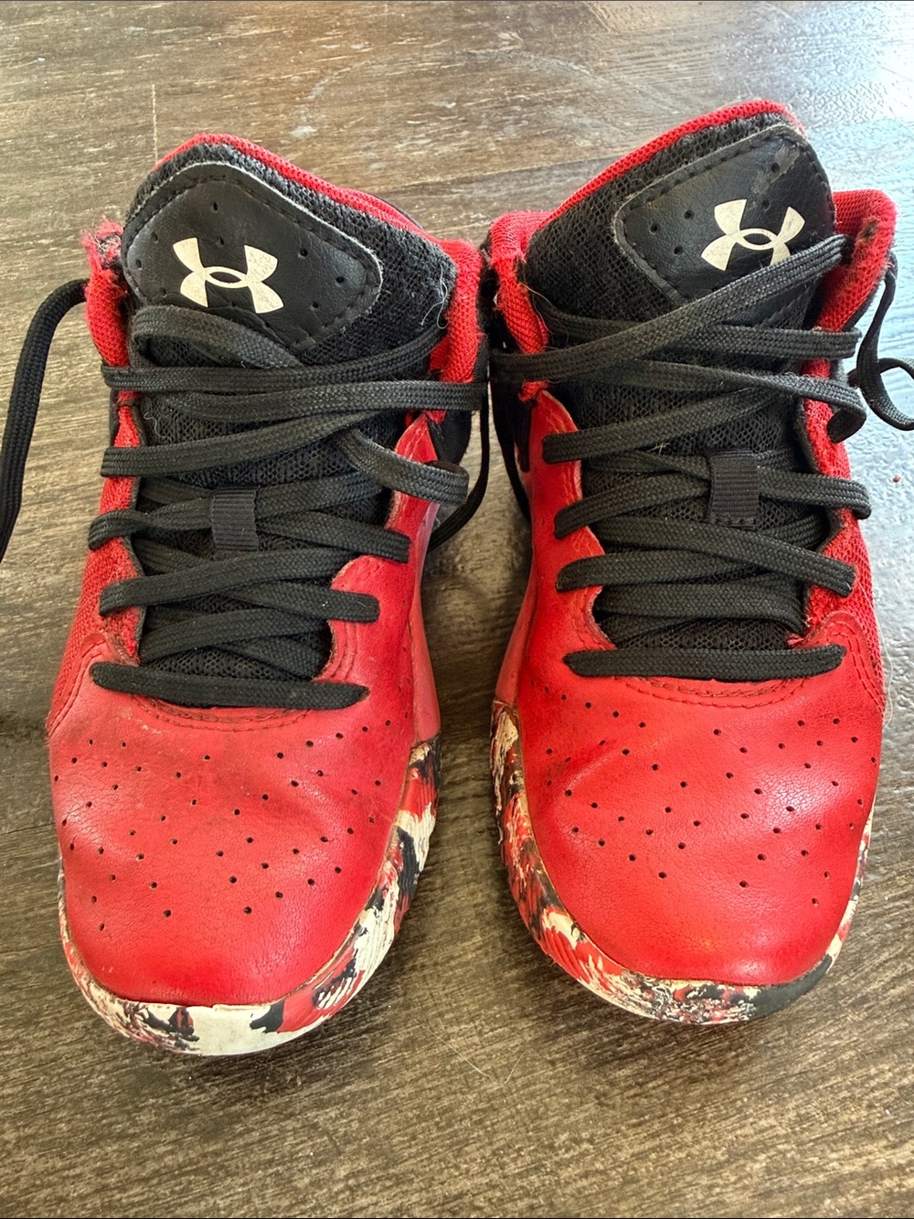 Under Armour Kids Red and Black High-Top Sneakers